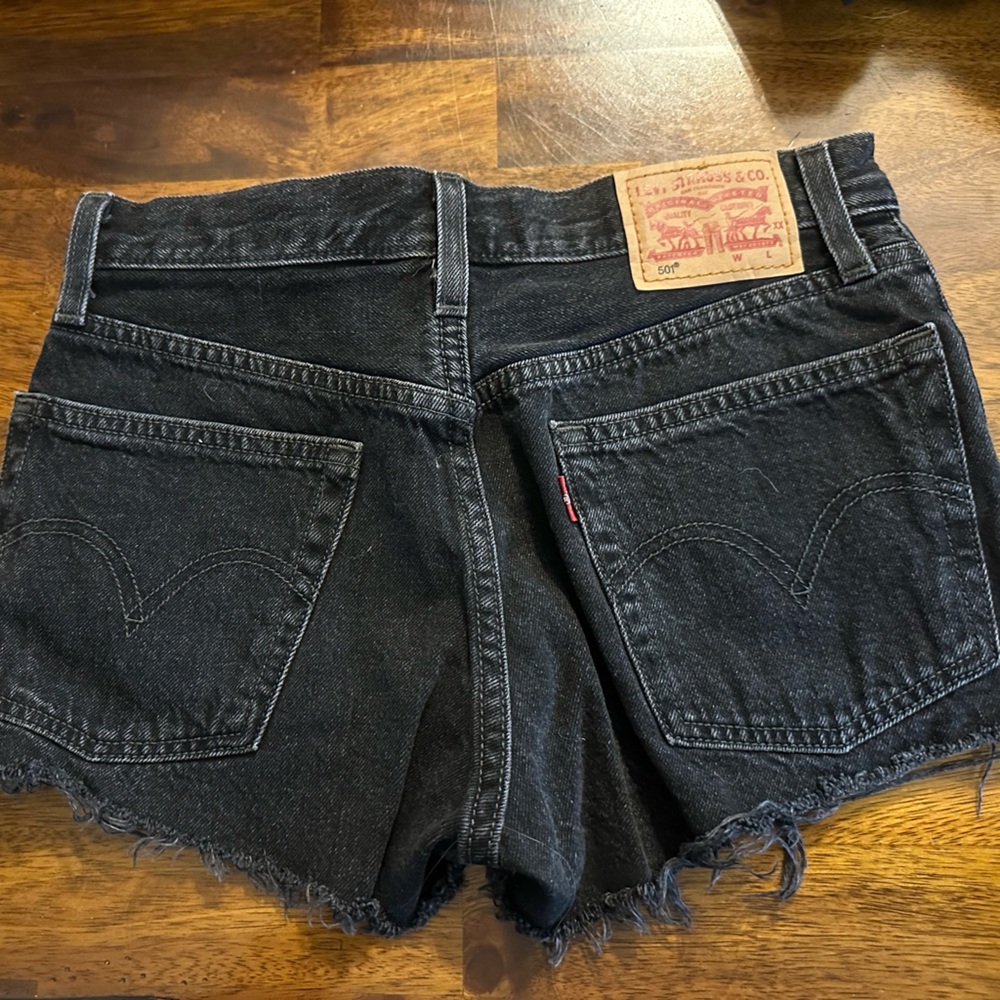 Levi's Charcoal Denim Frayed Shorts